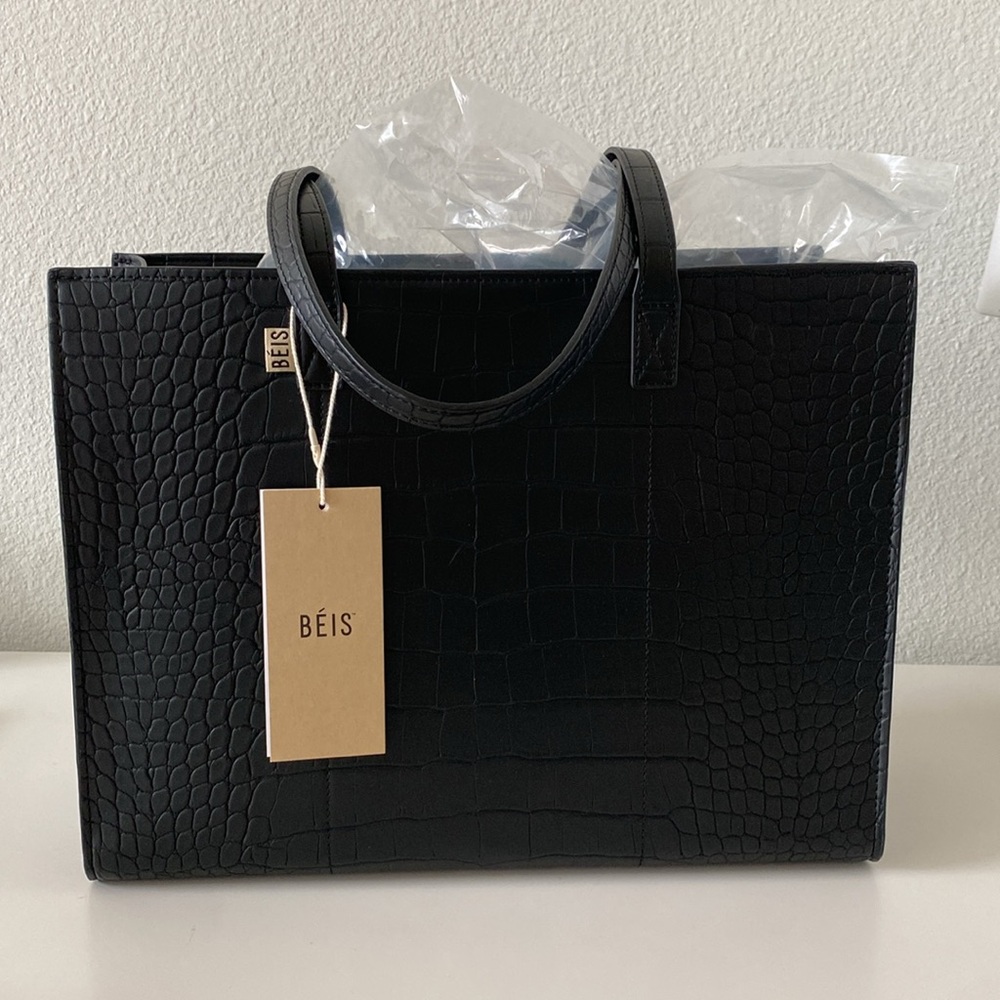 BÉIS Work Tote in Black Croc!!!! UNUSED!